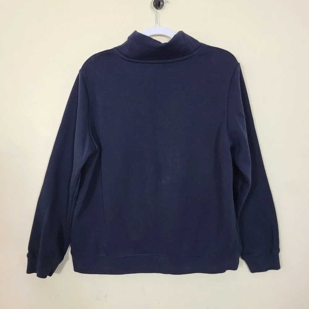 Tommy Hilfiger Hoodie Sweatshirt Womens L Navy Blue Y2K Spell Out Colorblock Red - Picture 8 of 8